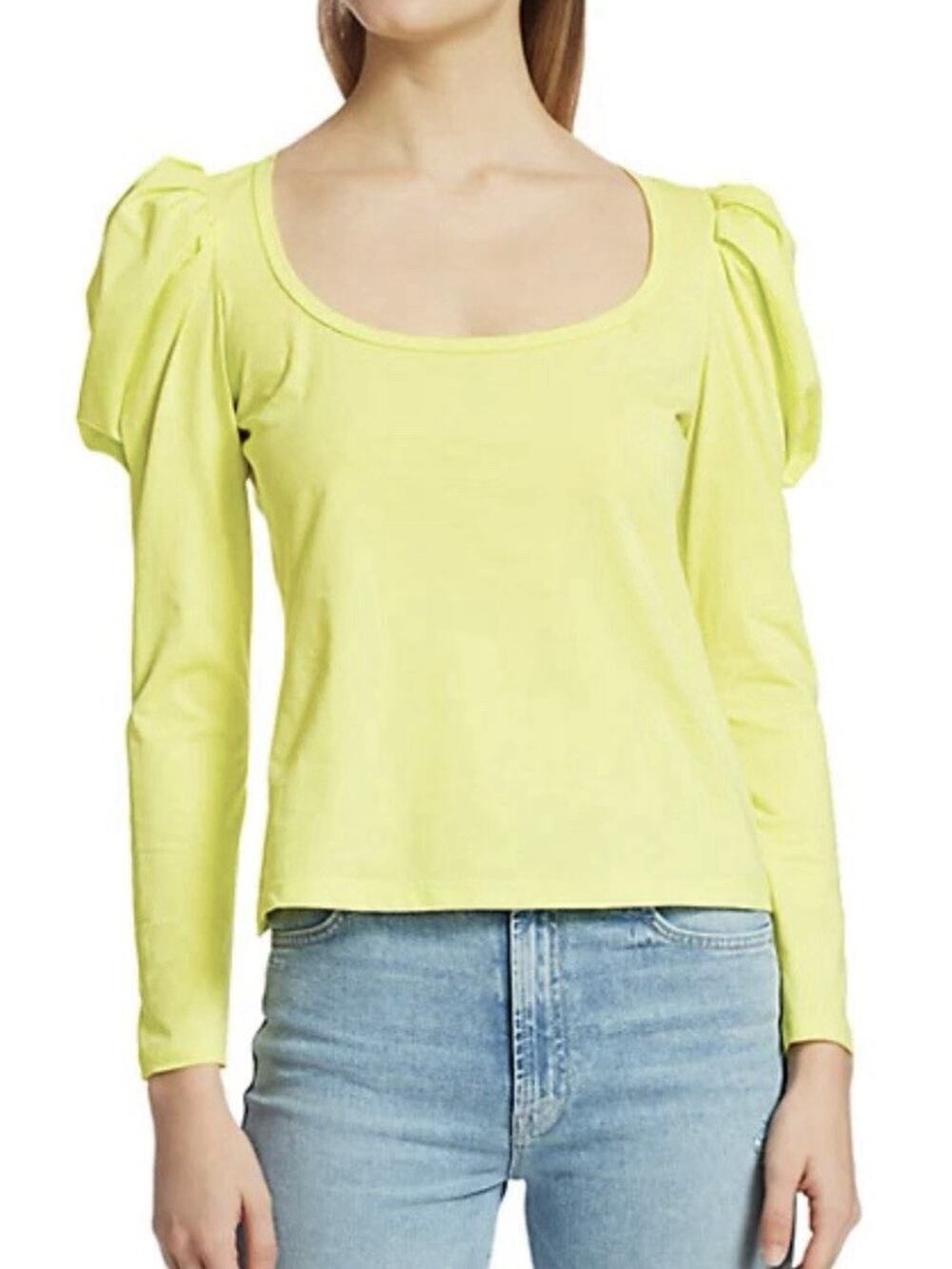 A.L.C. ALC Sewell Scoop Neck Long Sleeve Top in Citron Size S